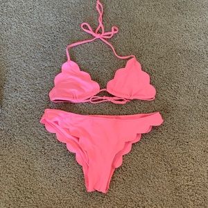 Abercrombie & Fitch pink scalloped bikini (small bottoms, extra small top)